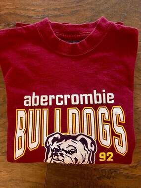 Vintage Abercrombie & Fitch Maroon Bulldogs Soccer Team Long Sleeve T-Shirt Size
